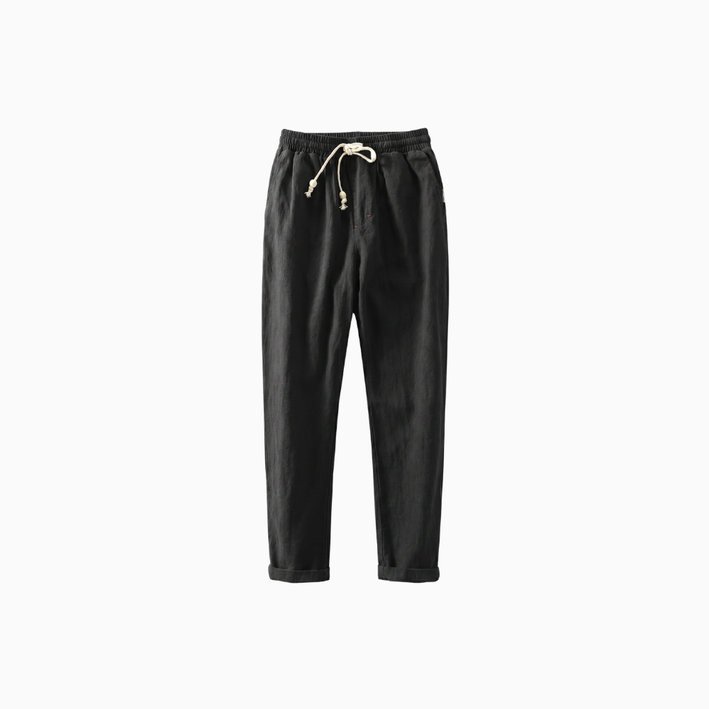 Men's Breathable Linen Trousers – Lightweight Summer Comfort Fit-Men's Linen Pants-Black-S-