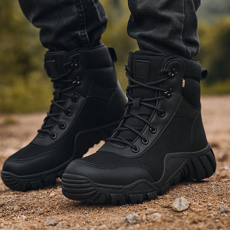 Veylor | Tactical Combat Boots for Men - Waterproof Anti-Skid Rugged Grip Fit-Tactical Boots-Black-5.5-Camoufit