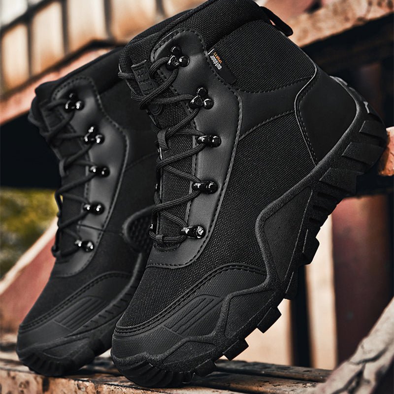 Veylor | Tactical Combat Boots for Men - Waterproof Anti-Skid Rugged Grip Fit-Tactical Boots-Black-5.5-Camoufit