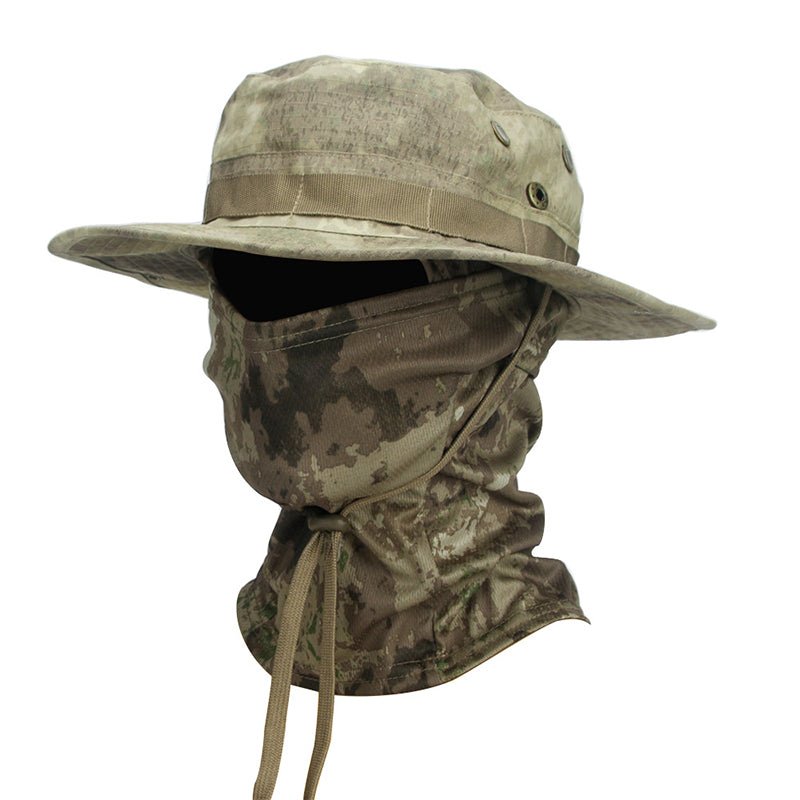 Veyron | UV Protection Boonie Hat with Balaclava - Wide Brim Fishing Hiking Hunting Hat-Hat-Light Green-Camoufit