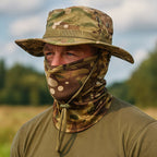 Veyron | UV Protection Boonie Hat with Balaclava - Wide Brim Fishing Hiking Hunting Hat-Hat-Black-Camoufit