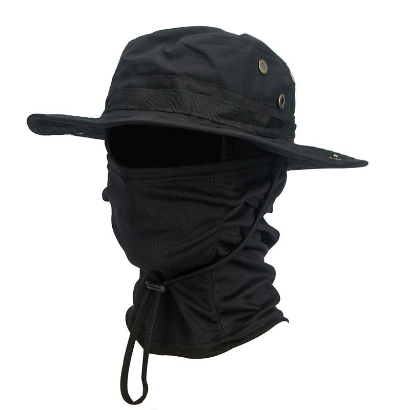 Veyron | UV Protection Boonie Hat with Balaclava - Wide Brim Fishing Hiking Hunting Hat-Hat-Black-Camoufit