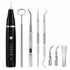 Ultrasonic pet teeth cleaning kit with black device and multiple metal tools