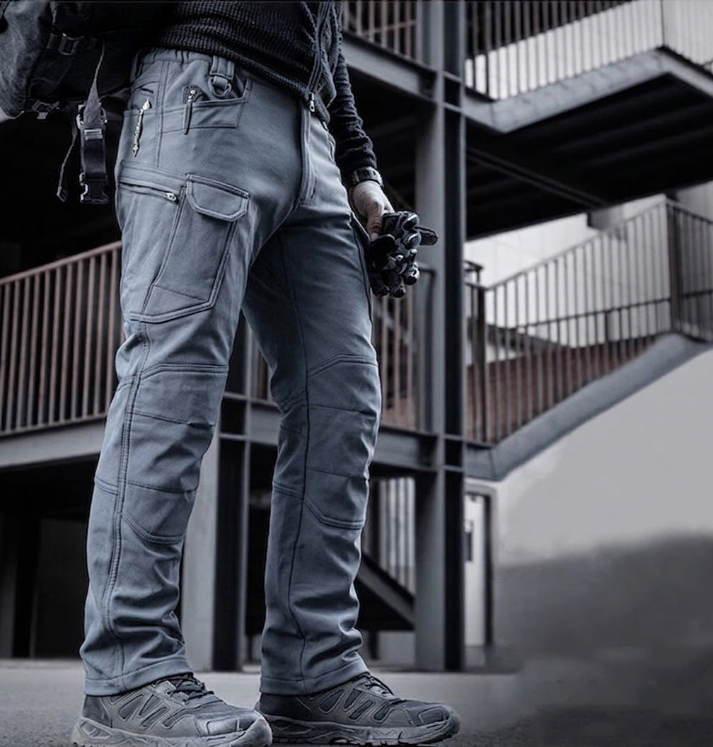 Alvian | Softshell Tactical Pants for Men - Waterproof Stretch Multi Pocket Straight Winter Fit-Tactical Pants-Blue-28W/30L-Camoufit