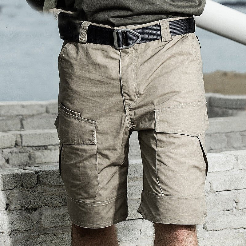 Orson | Tactical Shorts for Men - Waterproof Rip Stop Cotton Blend Multi Pocket EDC Cargo Fit-Tactical Shorts-Khaki-28W-Camoufit