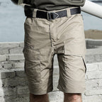 Orson | Tactical Shorts for Men - Waterproof Rip Stop Cotton Blend Multi Pocket EDC Cargo Fit-Tactical Shorts-Khaki-28W-Camoufit