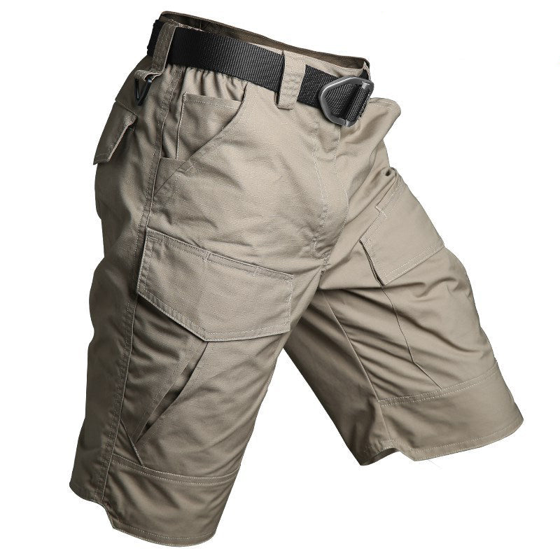 Orson | Tactical Shorts for Men - Waterproof Rip Stop Cotton Blend Multi Pocket EDC Cargo Fit-Tactical Shorts-Khaki-28W-Camoufit