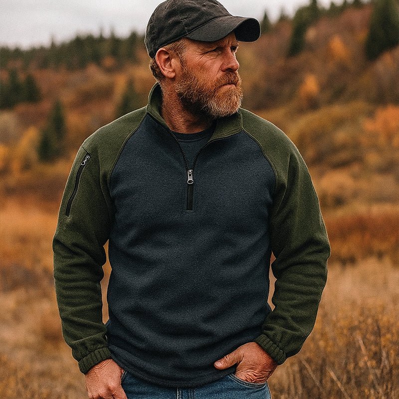 Bellaro | Fleece Pullover Jumper for Men - Warm Soft Long Sleeve Ribbed Cuff Slim Fit-Tactical Top-Coffee-S-Camoufit