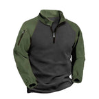Bellaro | Fleece Pullover Jumper for Men - Warm Soft Long Sleeve Ribbed Cuff Slim Fit-Tactical Top-Army Green-S-Camoufit