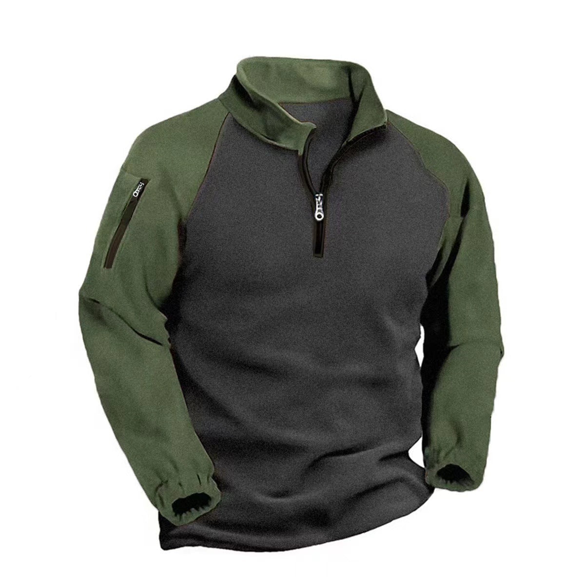 Bellaro | Fleece Pullover Jumper for Men - Warm Soft Long Sleeve Ribbed Cuff Slim Fit-Tactical Top-Army Green-S-Camoufit