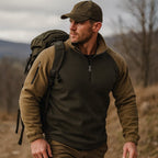 Bellaro | Fleece Pullover Jumper for Men - Warm Soft Long Sleeve Ribbed Cuff Slim Fit-Tactical Top-Coffee-S-Camoufit