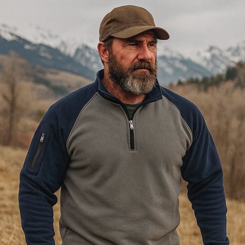Bellaro | Fleece Pullover Jumper for Men - Warm Soft Long Sleeve Ribbed Cuff Slim Fit-Tactical Top-Coffee-S-Camoufit