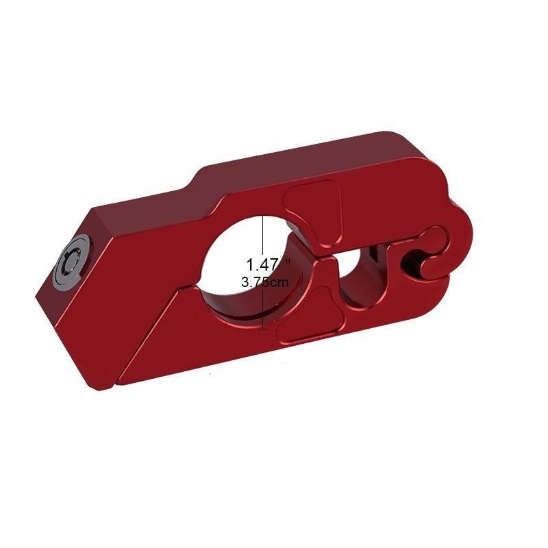 Red stainless handlebar steering lock for scooters, with key cylinder