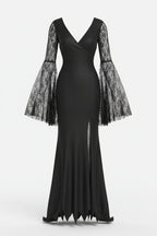 Women's Gothic Black Floor Length Halloween Costume Dress