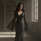 Women's Gothic Black Floor Length Halloween Costume Dress
