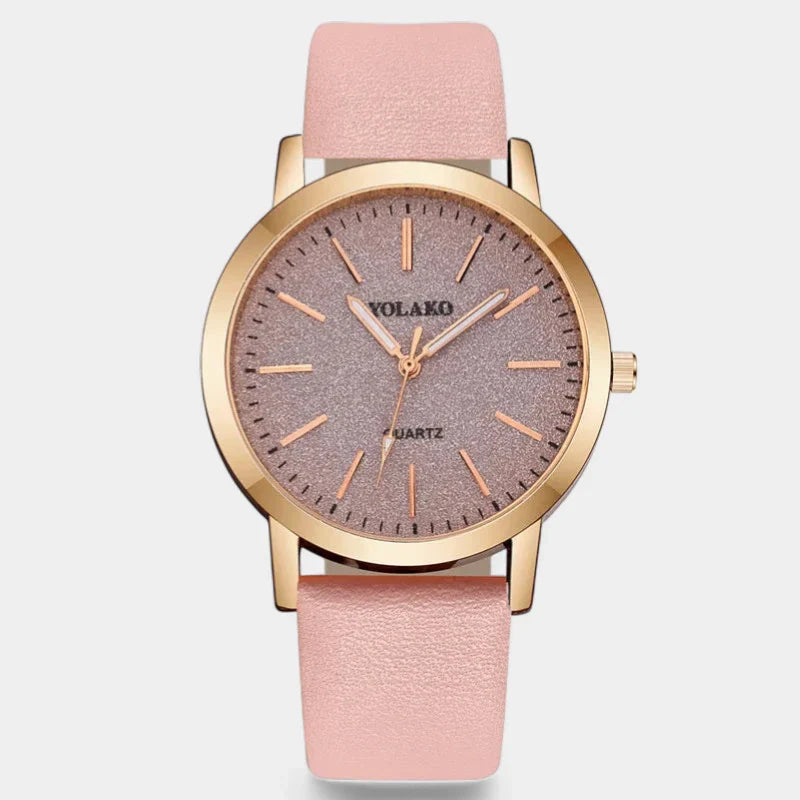 Vayana | Watch for Women - Slim Profile Leather Band Elegant Refined Minimalist Fit-Watches-Pink-Camoufit