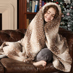 Cozy Wild Fur Blanket with Deer Motif – Reversible Plush Comfort