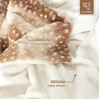 Cozy Wild Fur Blanket with Deer Motif – Reversible Plush Comfort