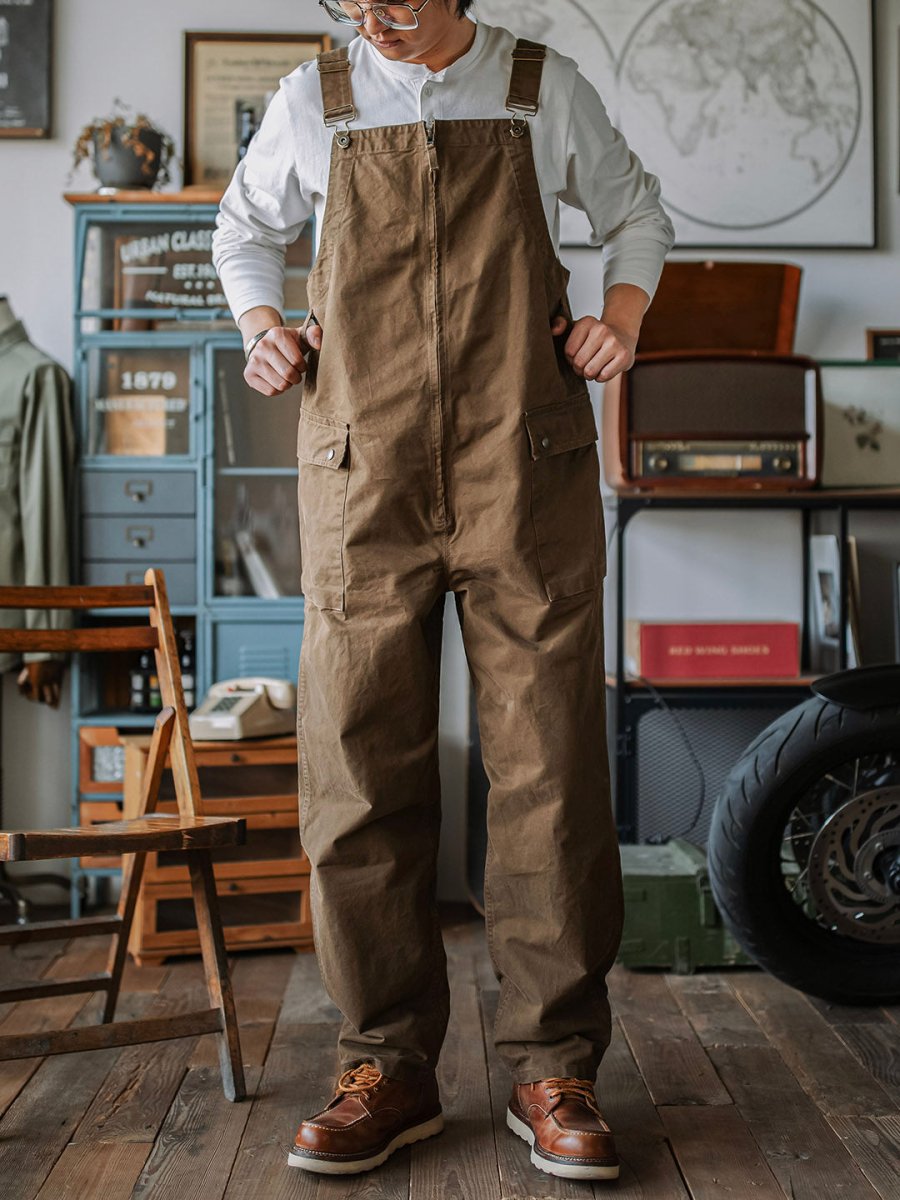 Winston Zipper Overalls-Jumpsuits & Overalls-CAMOUFIT-Brown-S-Camoufit