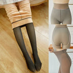 Women’s gray thermal tights set, high-rise waistband, front and back view