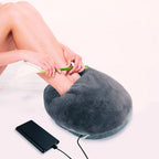 XL electric heated foot warmer with grey plush cover and attached power cable