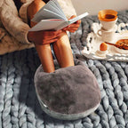 XL electric heated foot warmer with grey plush oval cover