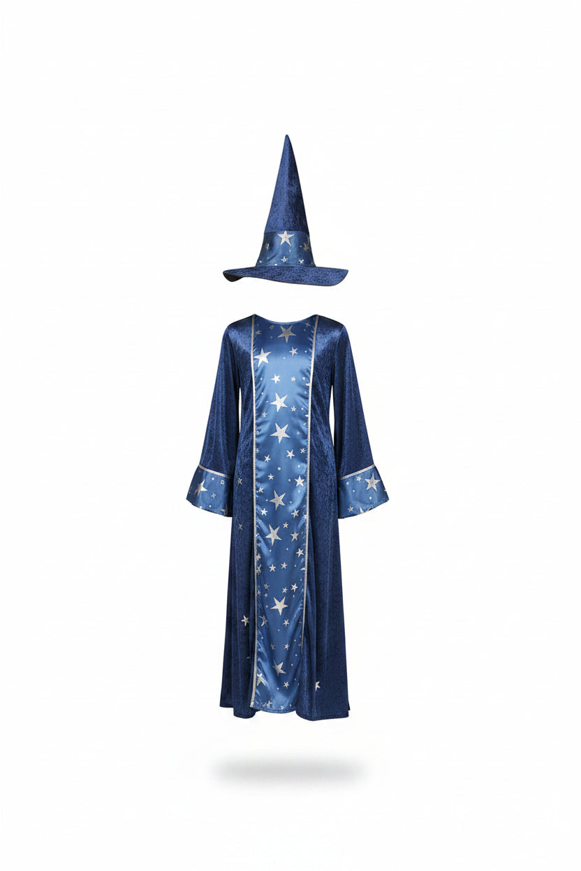Mane | Children's Blue Star Wizard Robe and Hat Halloween Costume